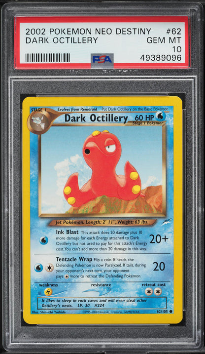 2002 POKEMON NEO DESTINY DARK OCTILLERY #62 PSA 10 GEM MINT