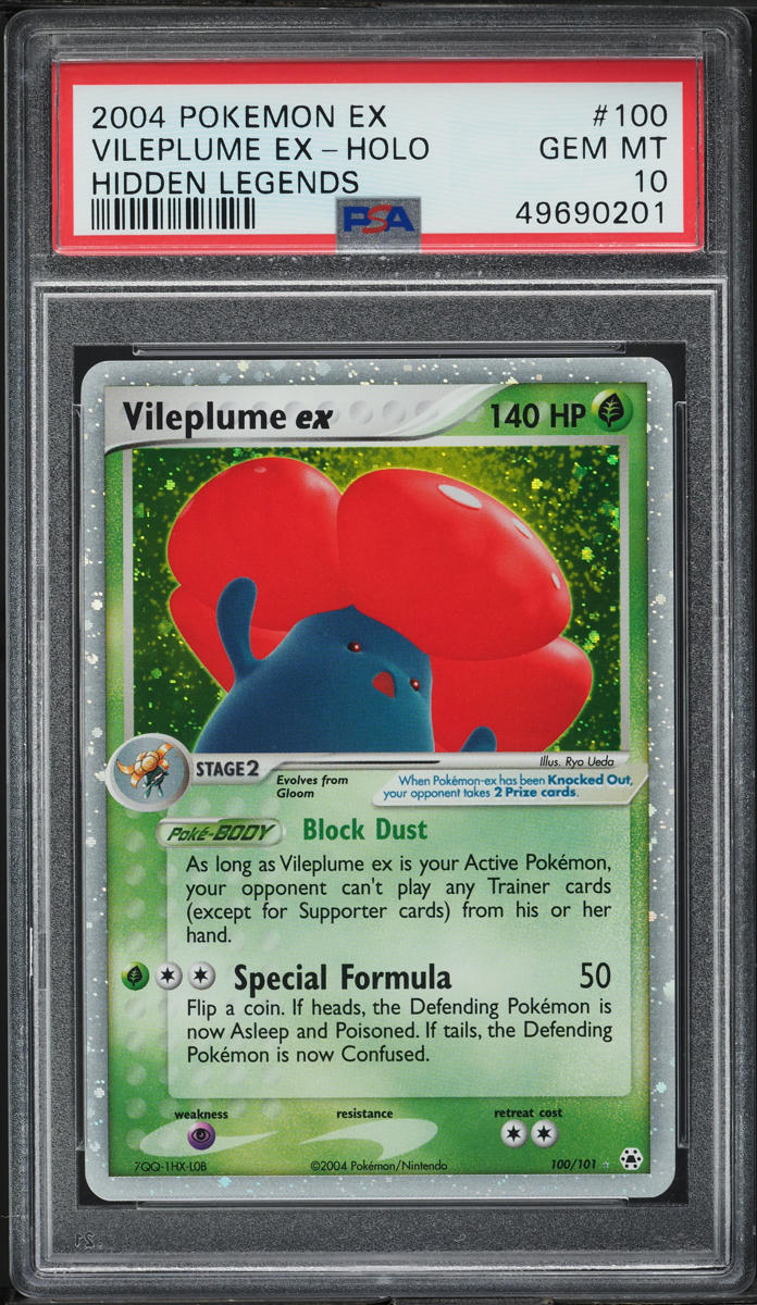 2004 POKEMON EX HIDDEN LEGENDS HOLO VILEPLUME EX #100 PSA 10 GEM MINT