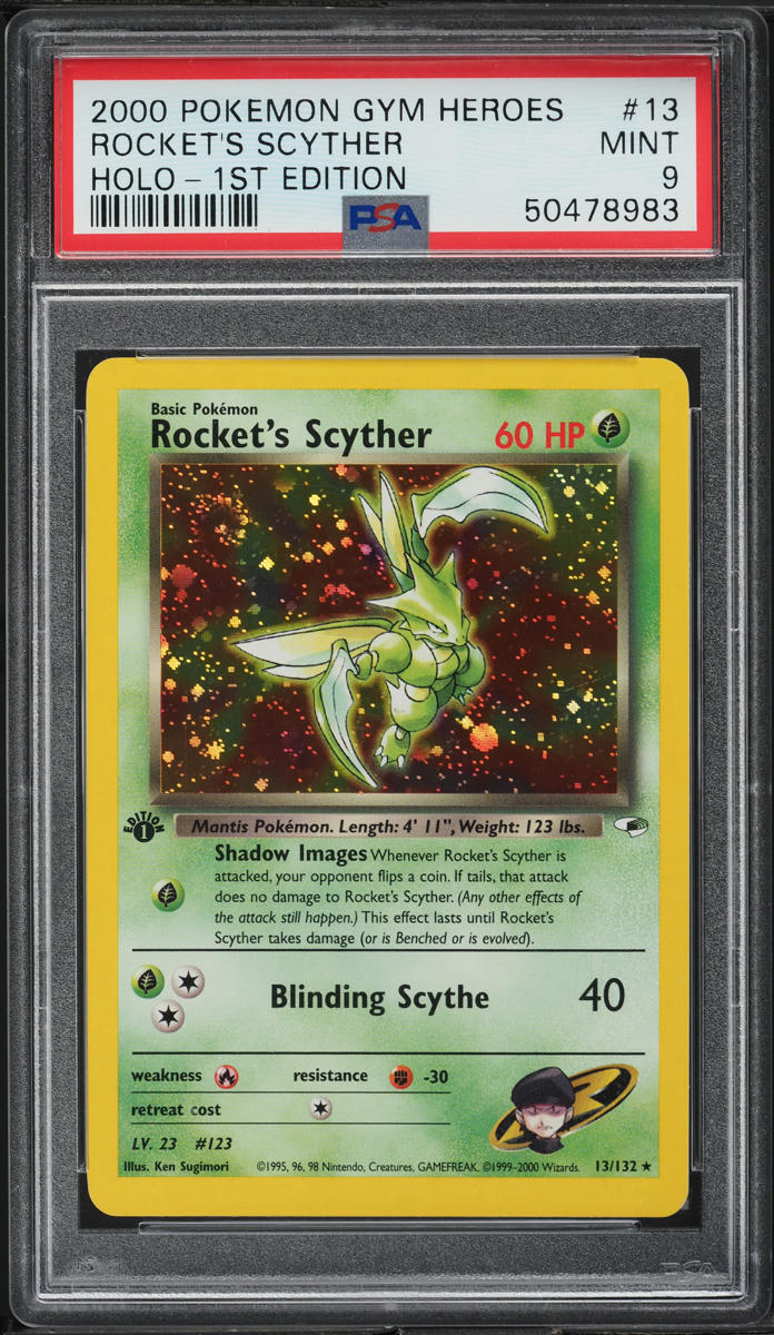 2000 POKEMON GYM HEROES 1ST EDITION HOLO ROCKET'S SCYTHER #13 PSA 9 MINT