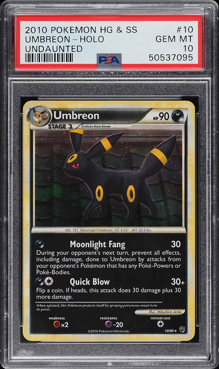 2010 POKEMON HEARTGOLD & SOULSILVER UNDAUNTED HOLO UMBREON #10 PSA 10 GEM MINT