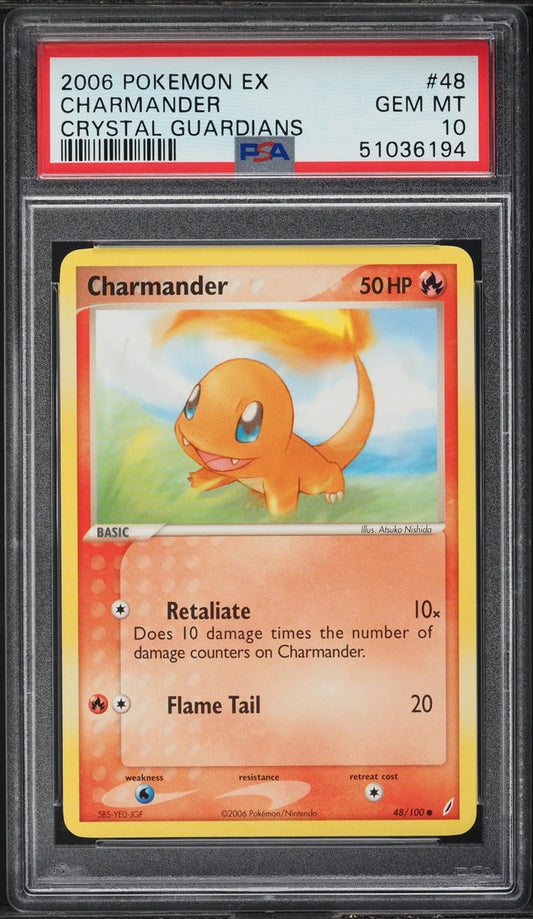 2006 POKEMON EX CRYSTAL GUARDIANS CHARMANDER #48 PSA 10 GEM MINT