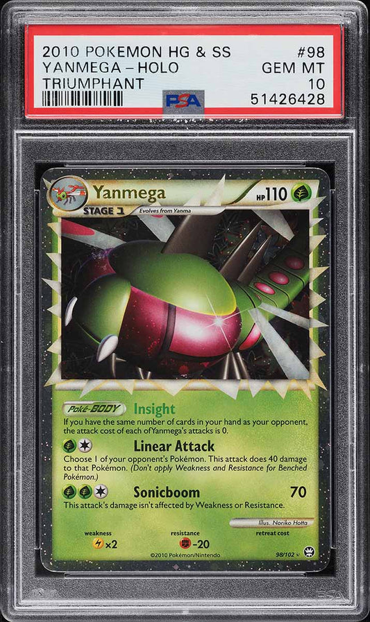 2010 POKEMON HEARTGOLD & SOULSILVER TRIUMPHANT PRIME YANMEGA #98 PSA 10 GEM MINT