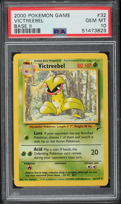 2000 POKEMON BASE SET 2 VICTREEBEL #32 PSA 10 GEM MINT