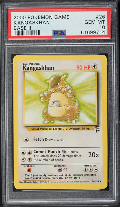 2000 POKEMON BASE SET 2 KANGASKHAN #26 PSA 10 GEM MINT