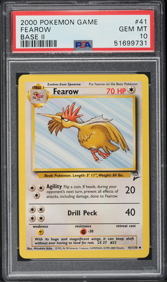 2000 POKEMON BASE SET 2 FEAROW #41 PSA 10 GEM MINT