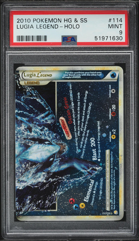 2010 POKEMON HEARTGOLD & SOULSILVER HOLO LUGIA LEGEND #114 PSA 9 MINT