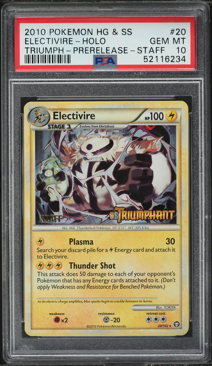 2010 POKEMON HEARTGOLD SOULSILVER TRIUMPHANT PRERELEASE STAFF ELECTIVIRE PSA 10