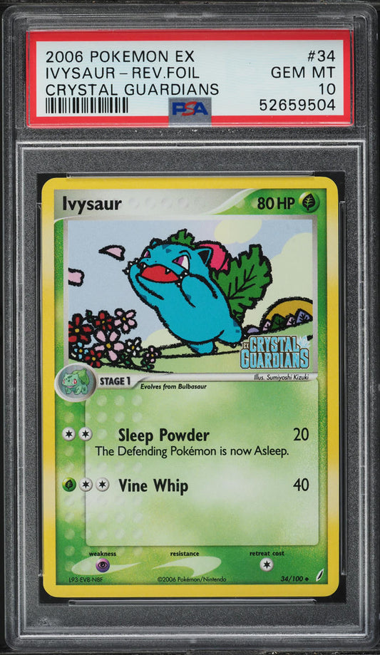 2006 POKEMON EX CRYSTAL GUARDIANS REVERSE HOLO IVYSAUR #34 PSA 10 GEM MINT