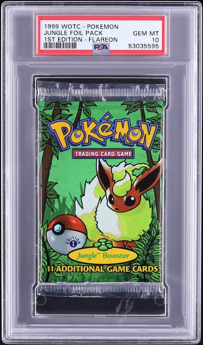 1999 POKEMON JUNGLE 1ST EDITION FLAREON BOOSTER PACK PSA 10