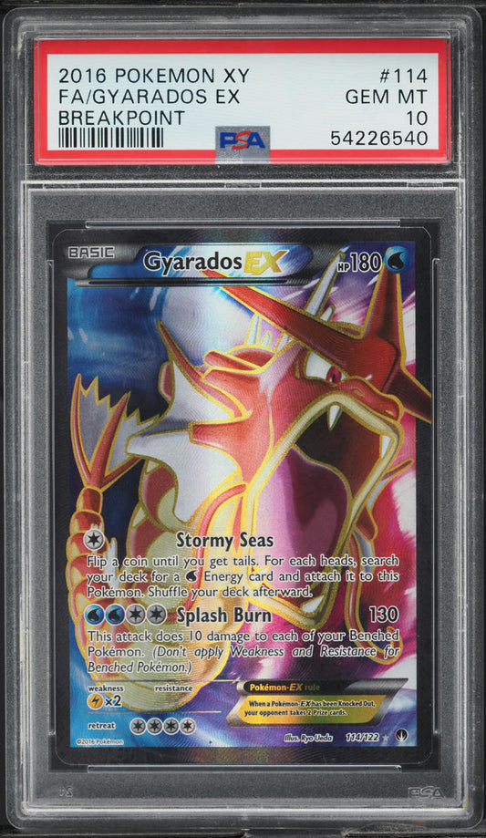 2016 POKEMON XY BREAKPOINT FULL ART SHINY GYARADOS EX #114 PSA 10 GEM MINT