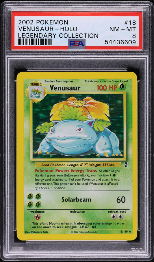 2002 POKEMON LEGENDARY COLLECTION HOLO VENUSAUR #18 PSA 8 NM-MT