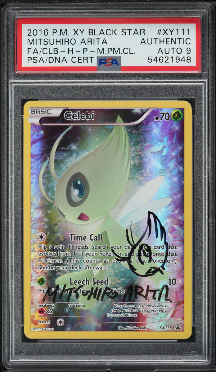 2016 POKEMON XY BLACK STAR PROMO MYTHICAL COLLECTION CELEBI #111 ARITA AUTO 9 PSA AUTH