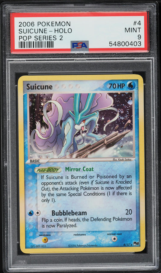 2006 POKEMON POP SERIES 2 HOLO SUICUNE #4 PSA 9 MINT