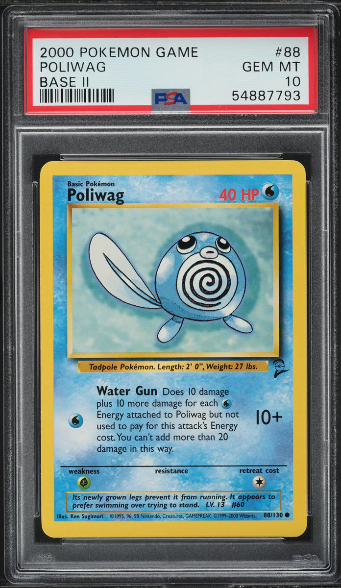 2000 POKEMON BASE SET 2 POLIWAG #88 PSA 10 GEM MINT