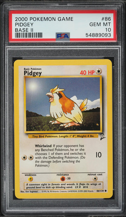 2000 POKEMON BASE SET 2 PIDGEY #86 PSA 10 GEM MINT