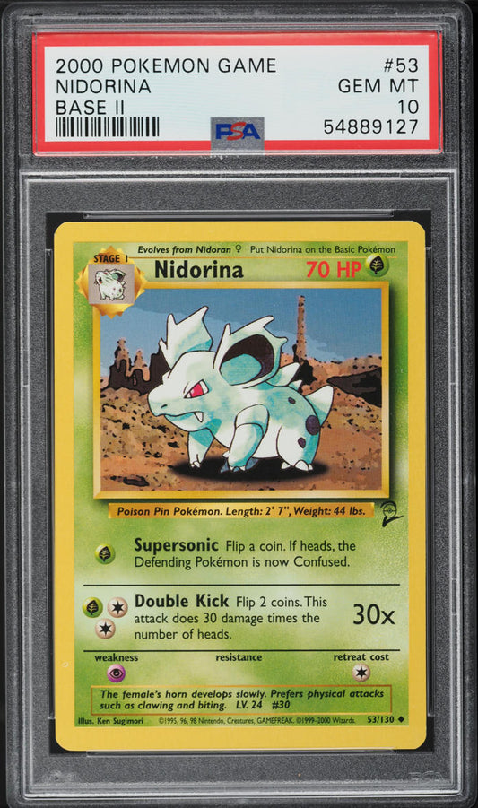 2000 POKEMON BASE SET 2 NIDORINA #53 PSA 10 GEM MINT