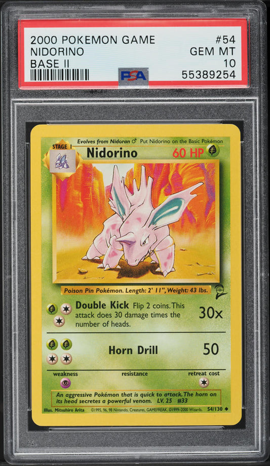 2000 POKEMON BASE SET 2 NIDORINO #54 PSA 10 GEM MINT