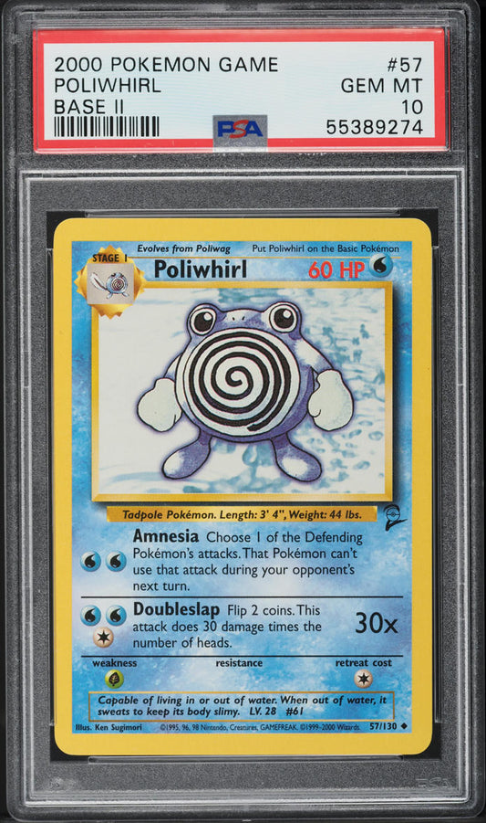 2000 POKEMON BASE SET 2 POLIWHIRL #57 PSA 10 GEM MINT