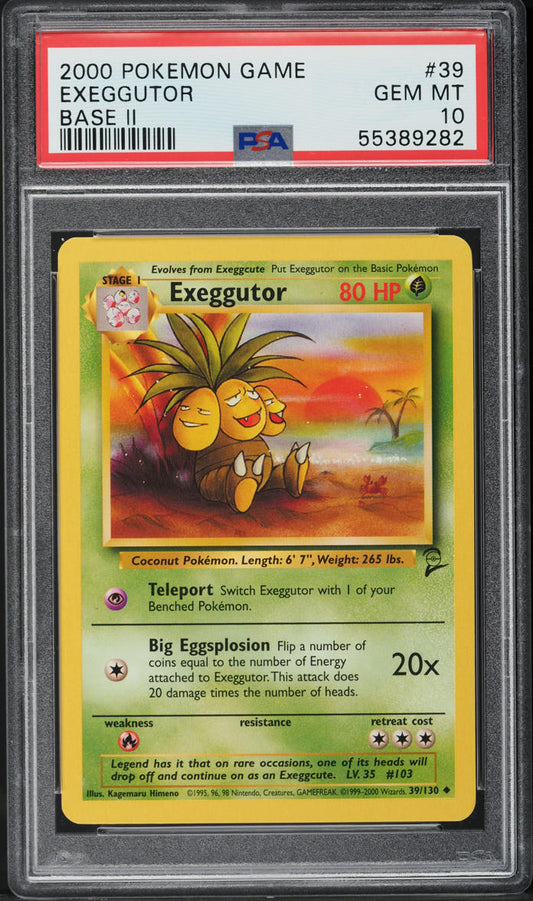 2000 POKEMON BASE SET 2 EXEGGUTOR #39 PSA 10 GEM MINT