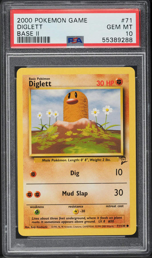 2000 POKEMON BASE SET 2 DIGLETT #71 PSA 10 GEM MINT