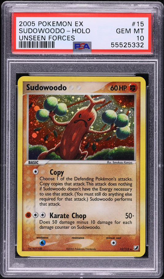 2005 POKEMON EX UNSEEN FORCES HOLO SUDOWOODO #15 PSA 10 GEM MINT
