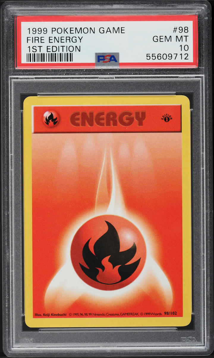 1999 POKEMON BASE SET SHADOWLESS 1ST EDITION FIRE ENERGY #98 PSA 10 GEM MINT