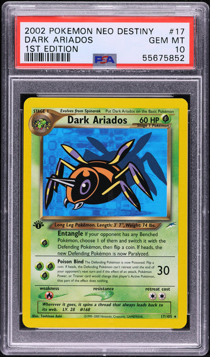 2002 POKEMON NEO DESTINY 1ST EDITION DARK ARIADOS #17 PSA 10 GEM MINT