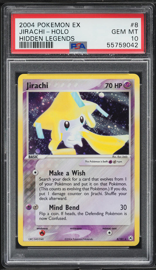 2004 POKEMON EX HIDDEN LEGENDS HOLO JIRACHI #8 PSA 10 GEM MINT