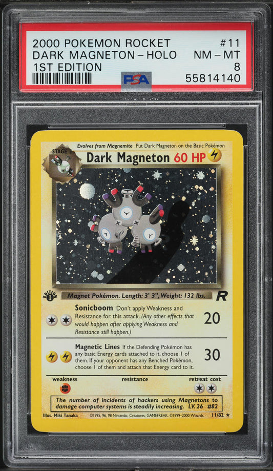 2000 POKEMON TEAM ROCKET 1ST EDITION HOLO DARK MAGNETON #11 PSA 8 NM-MT