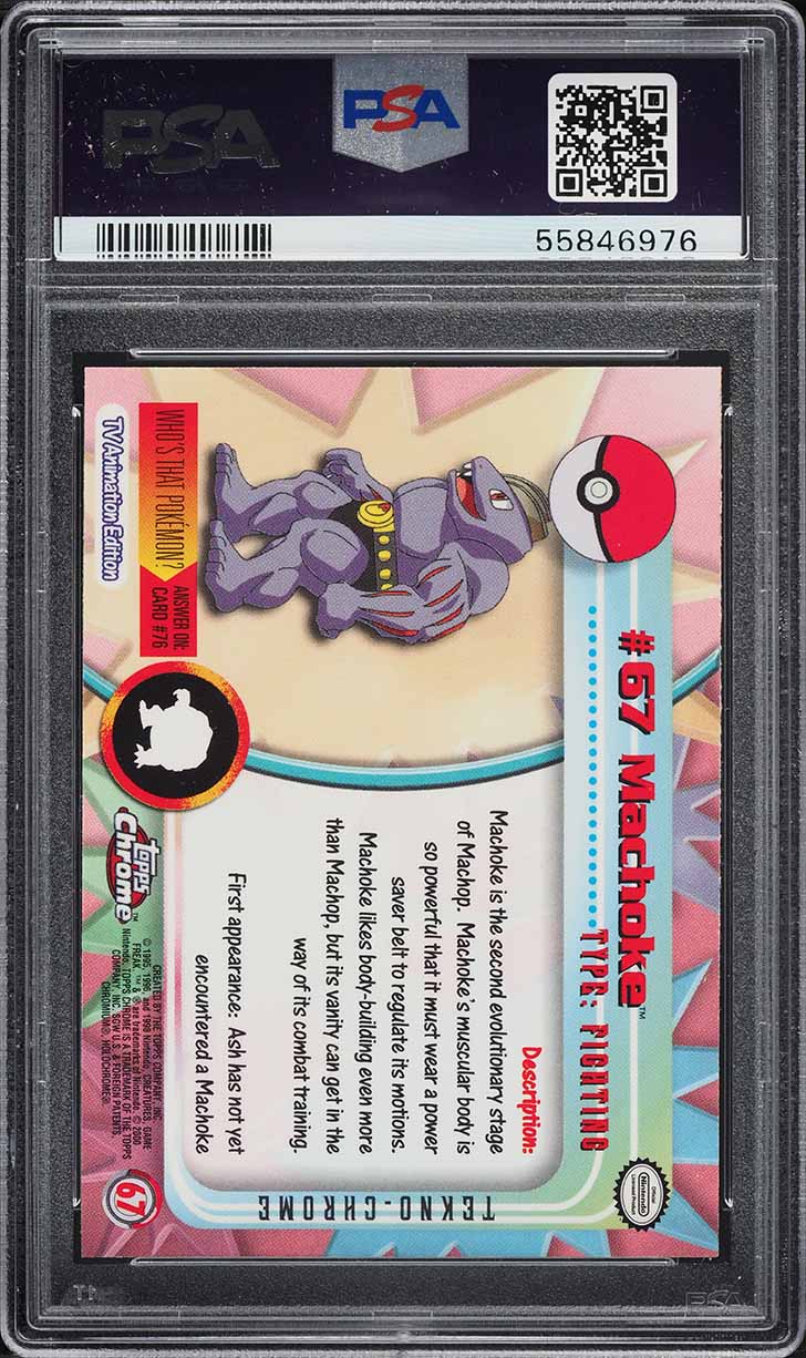 2000 TOPPS CHROME POKEMON SERIES 1 TEKNO MACHOKE #67 PSA 10 GEM MINT