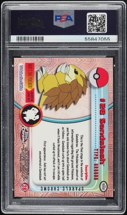 2000 TOPPS CHROME POKEMON SERIES 1 SPARKLE SANDSLASH #28 PSA 10 GEM MINT