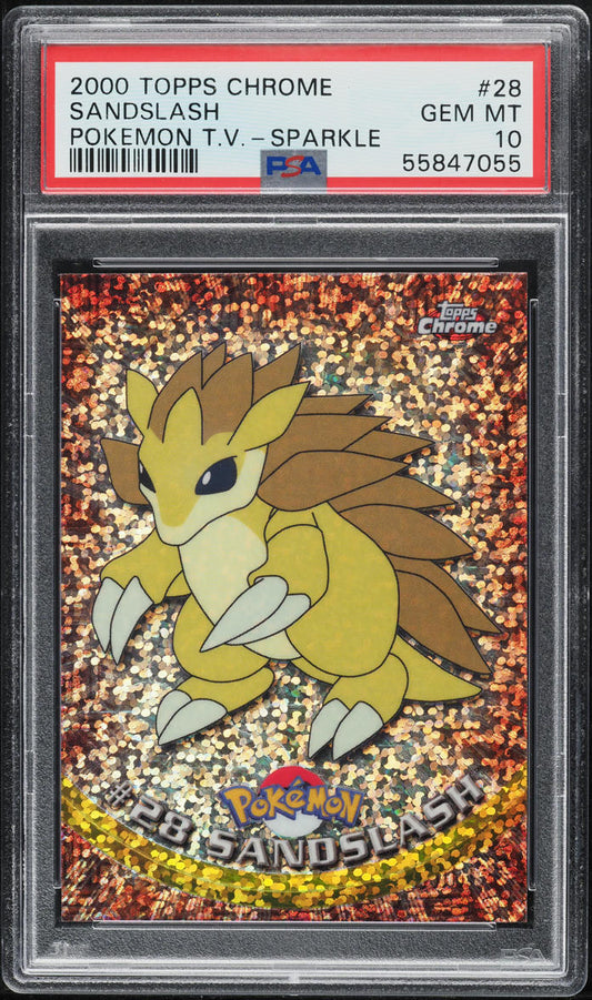 2000 TOPPS CHROME POKEMON SERIES 1 SPARKLE SANDSLASH #28 PSA 10 GEM MINT