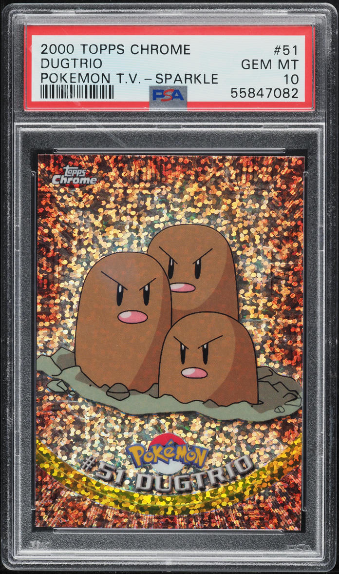 2000 TOPPS CHROME POKEMON SERIES 1 SPARKLE DUGTRIO #51 PSA 10 GEM MINT