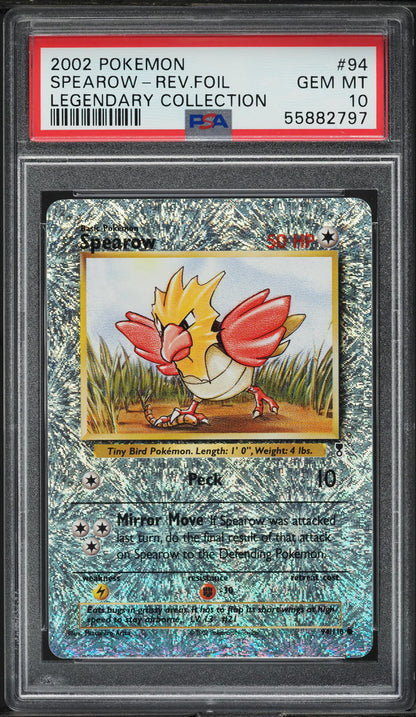 2002 POKEMON LEGENDARY COLLECTION REVERSE HOLO SPEAROW #94 PSA 10 GEM MINT