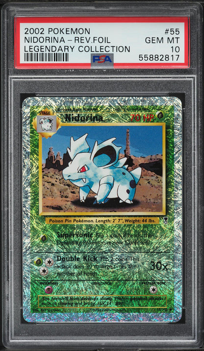 2002 POKEMON LEGENDARY COLLECTION REVERSE HOLO NIDORINA #55 PSA 10 GEM MINT