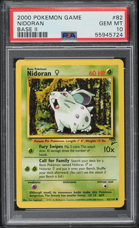 2000 POKEMON BASE SET 2 NIDORAN #82 PSA 10 GEM MINT