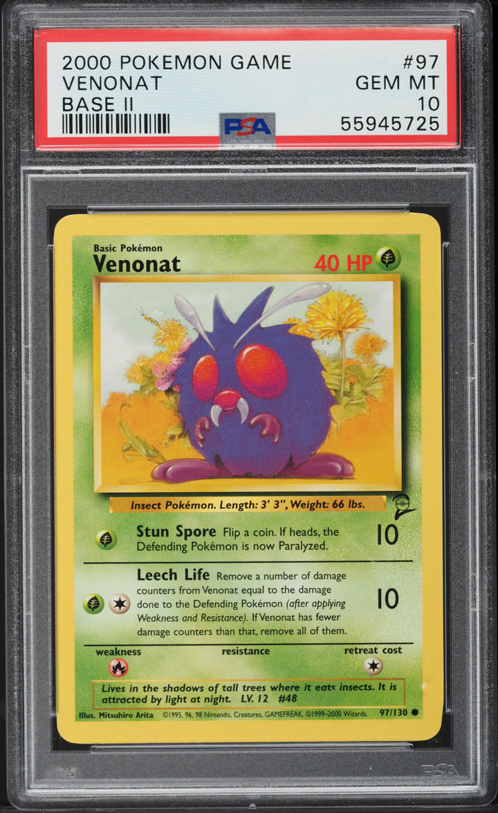 2000 POKEMON BASE SET 2 VENONAT #97 PSA 10 GEM MINT