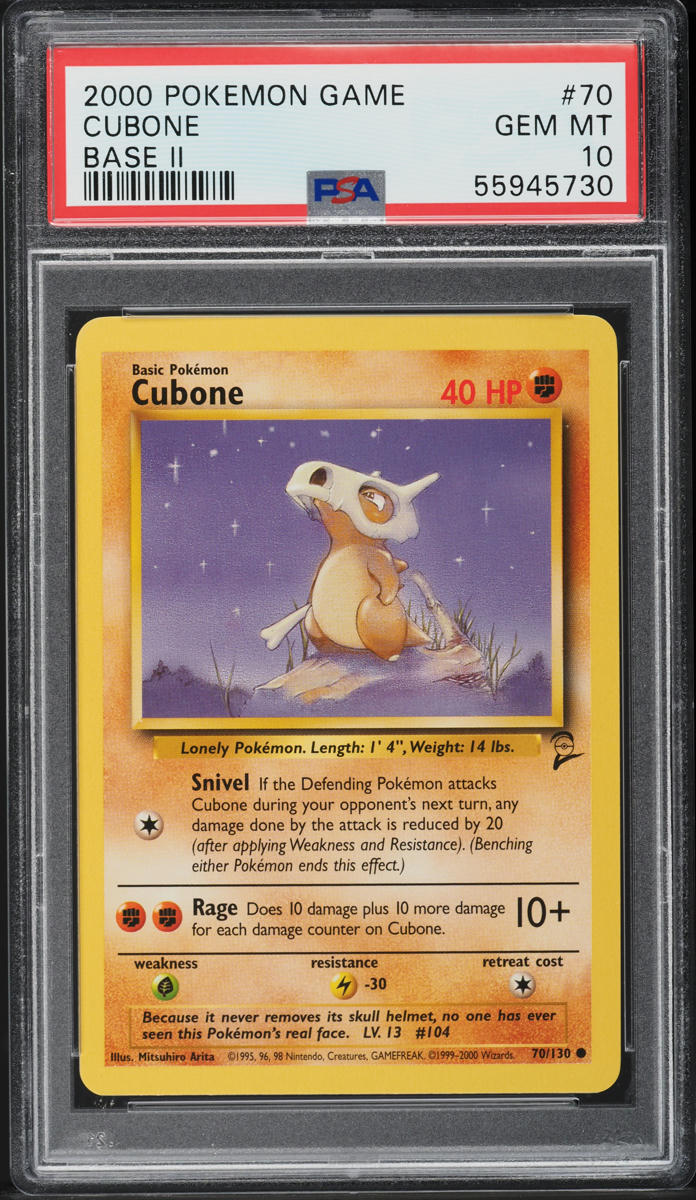 2000 POKEMON BASE SET 2 CUBONE #70 PSA 10 GEM MINT