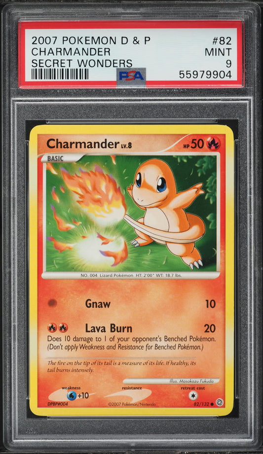 2007 POKEMON DIAMOND & PEARL SECRET WONDERS CHARMANDER #82 PSA 9 MINT