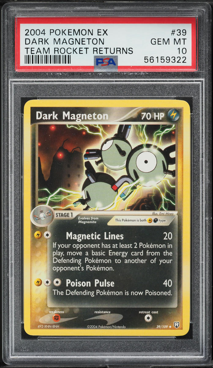 2004 POKEMON EX TEAM ROCKET RETURNS DARK MAGNETON #39 PSA 10 GEM MINT