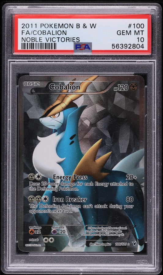 2011 POKEMON BLACK & WHITE NOBLE VICTORIES FULL ART COBALION #100 PSA 10 GEM MINT