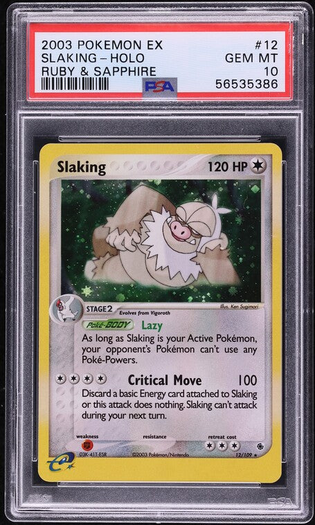 2003 POKEMON EX RUBY & SAPPHIRE HOLO SLAKING #12 PSA 10 GEM MINT