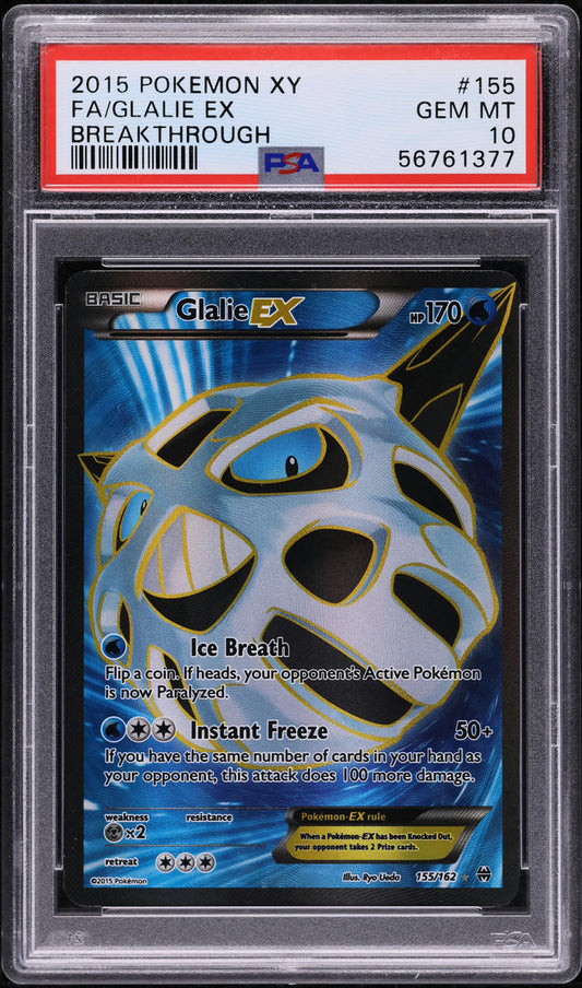 2015 POKEMON XY BREAKTHROUGH FULL ART GLALIE EX #155 PSA 10 GEM MINT