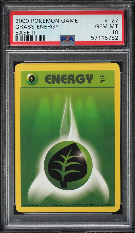 2000 POKEMON BASE SET 2 GRASS ENERGY #127 PSA 10 GEM MINT