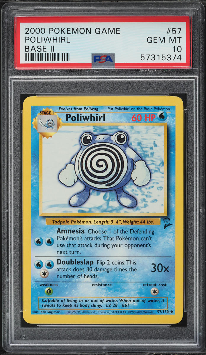 2000 POKEMON BASE SET 2 POLIWHIRL #57 PSA 10 GEM MINT