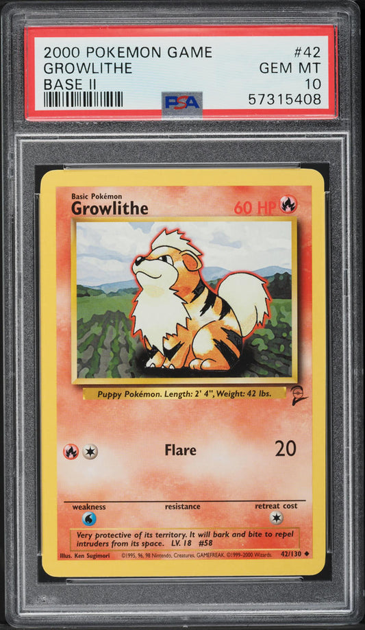 2000 POKEMON BASE SET 2 GROWLITHE #42 PSA 10 GEM MINT