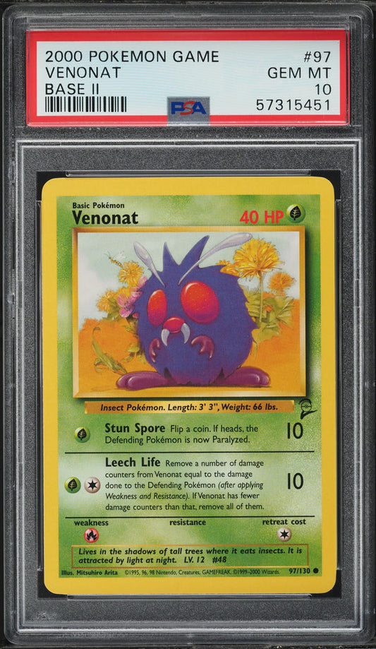 2000 POKEMON BASE SET 2 VENONAT #97 PSA 10 GEM MINT