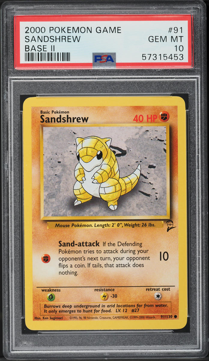 2000 POKEMON BASE SET 2 SANDSHREW #91 PSA 10 GEM MINT