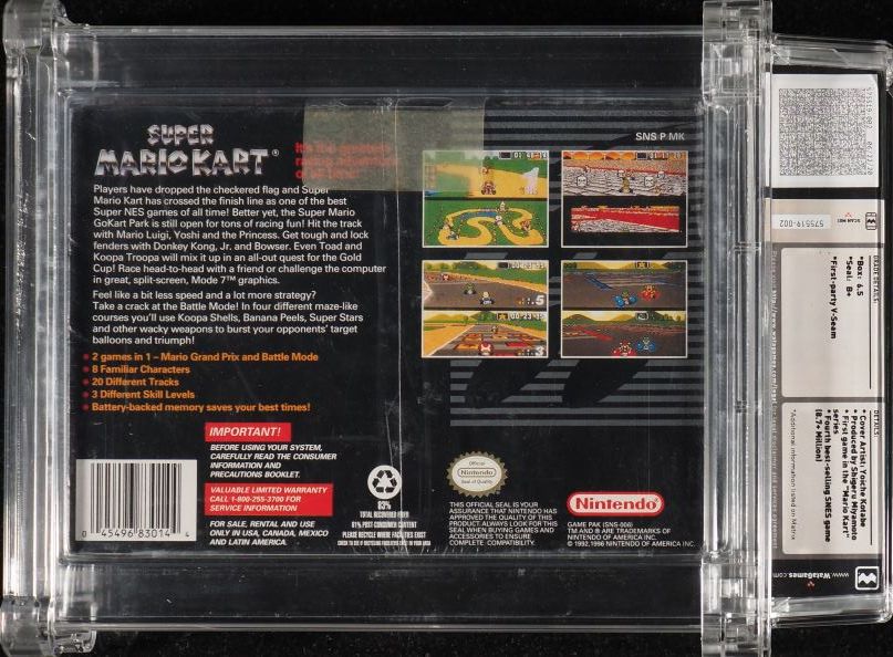 SUPER MARIO KART (SUPER NINTENDO SNES) WATA 6.5 B+ SEALED