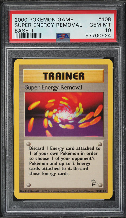 2000 POKEMON BASE SET 2 SUPER ENERGY REMOVAL #108 PSA 10 GEM MINT